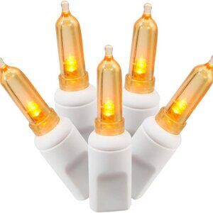 Vickerman 100 Light Italian LED Light Set Orange Lights on White Wire